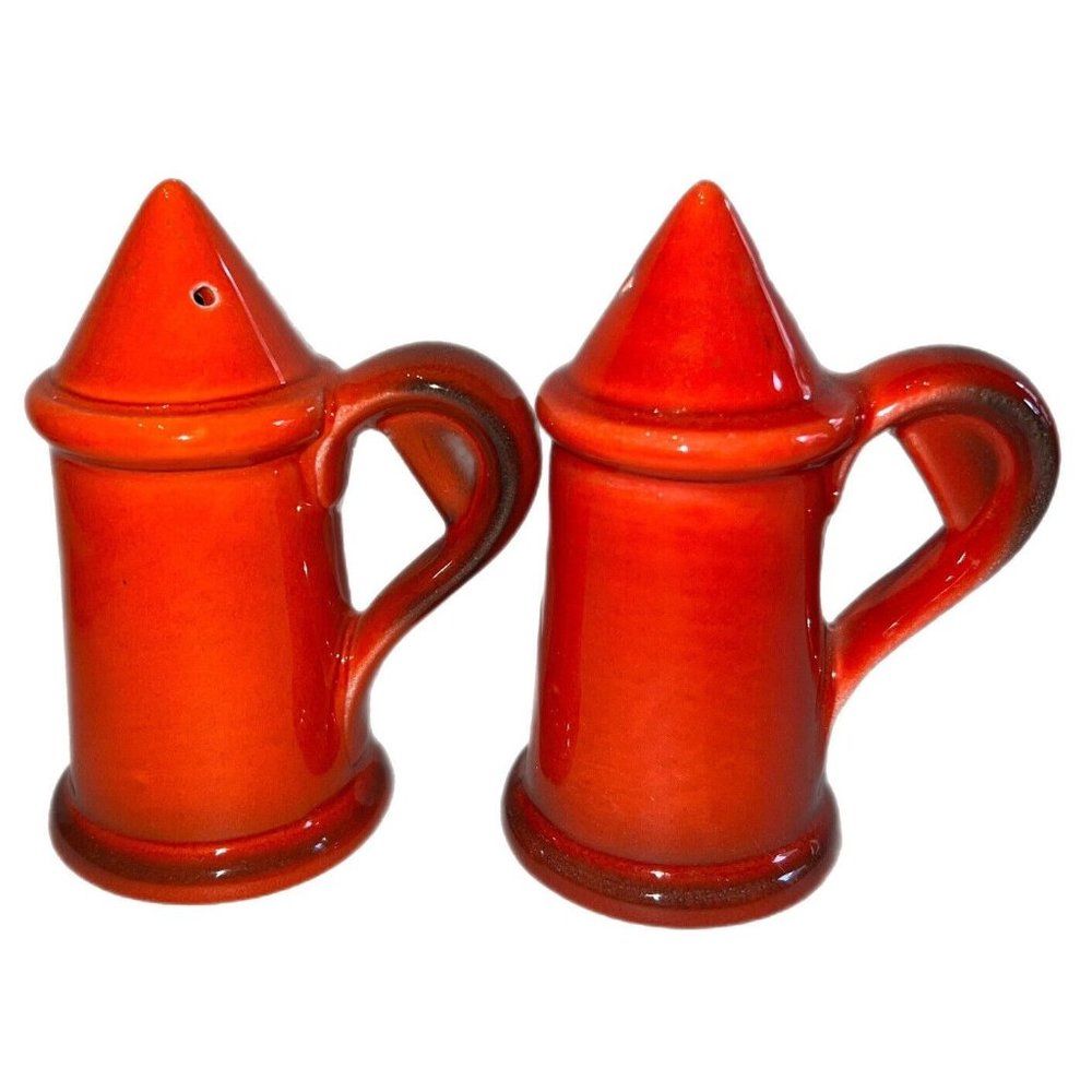 Vintage Metlox Poppytrail Red Rooster Salt And Pepper Shakers Large Handles